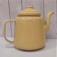 Smaltovaný čajník s mačkou, žltý, 1 l