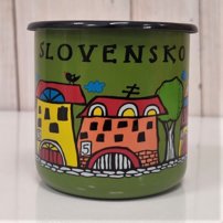 Smaltovaný hrnček Slovensko, zelený, 350 ml