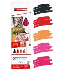 EDDING sada fixiek na textil, 5 teplých odtieňov