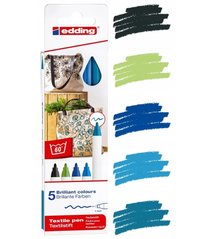 EDDING sada fixiek na textil, 5 studených odtieňov