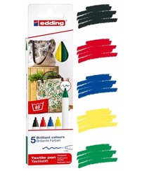 EDDING sada fixiekna textil, 5 základných odtieňov