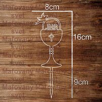 Drevený zápich na tortu - kalich - JHS - holubica